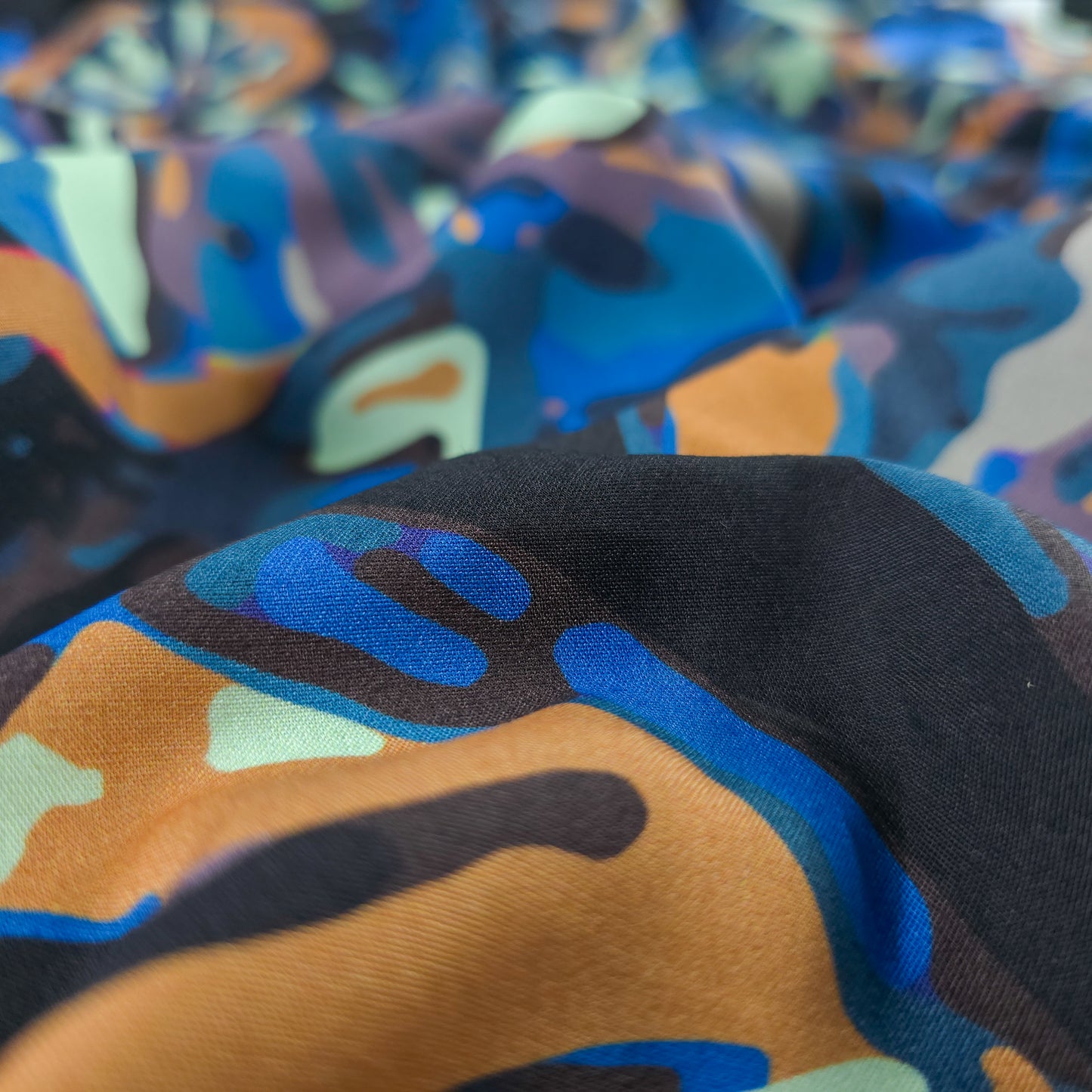 Abstract Camouflage Printed Cambric Fabric