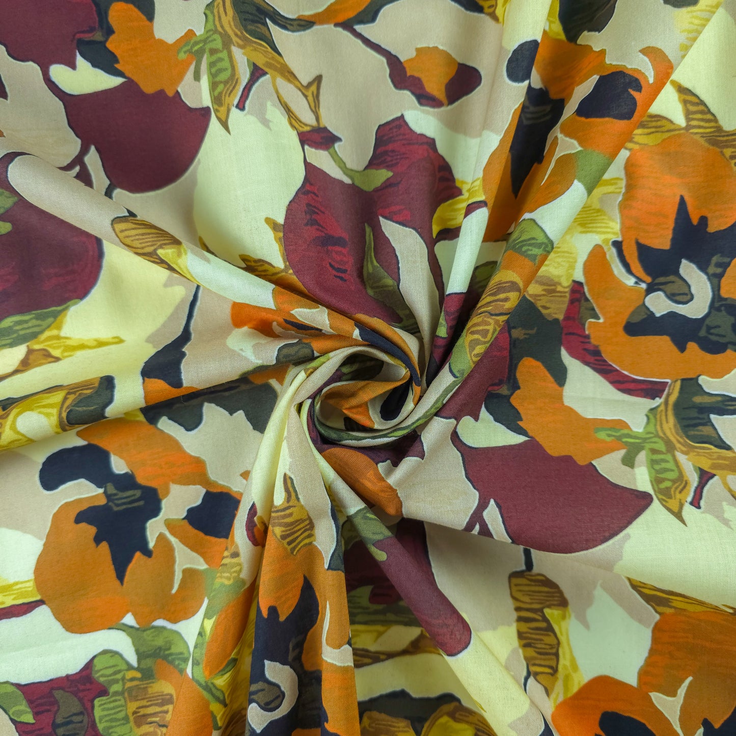 Bold Tropical Floral Printed Cambric Fabric