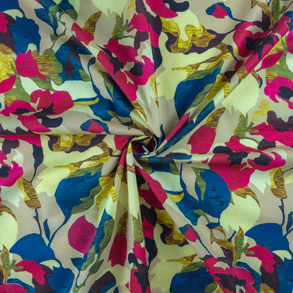 Bold Tropical Floral Printed Cambric Fabric