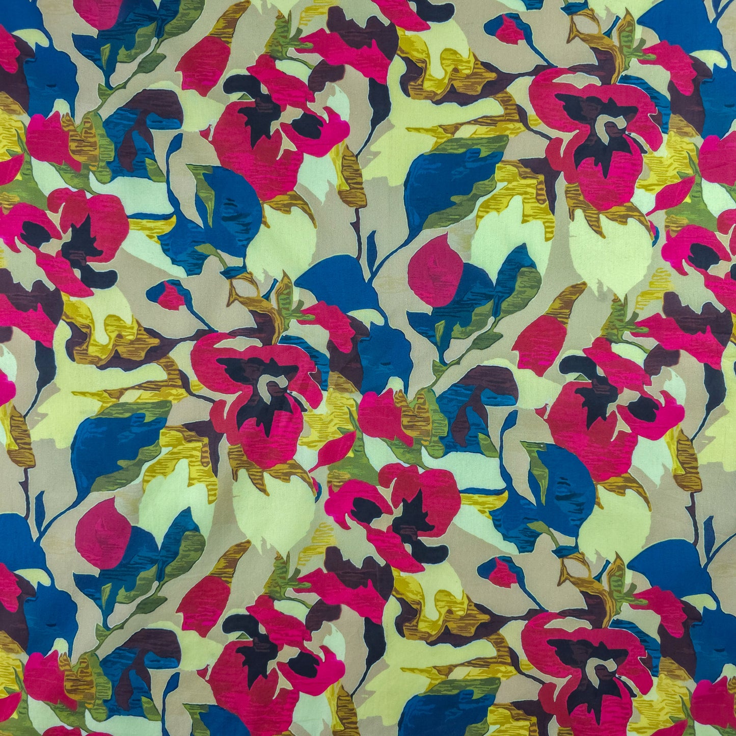 Bold Tropical Floral Printed Cambric Fabric