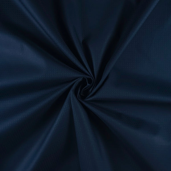 Plain Dyed Check Weave Cotton Dobby Fabric - Navy Blue