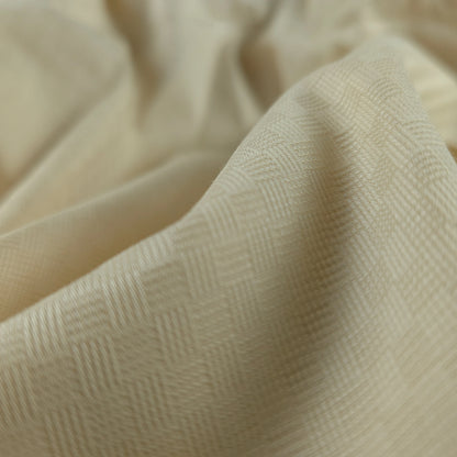 Plain Dyed Mini Check Cotton Dobby Fabric - Cream