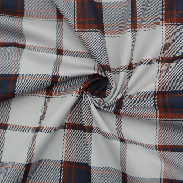 Modern Windowpane Check Poplin Fabric