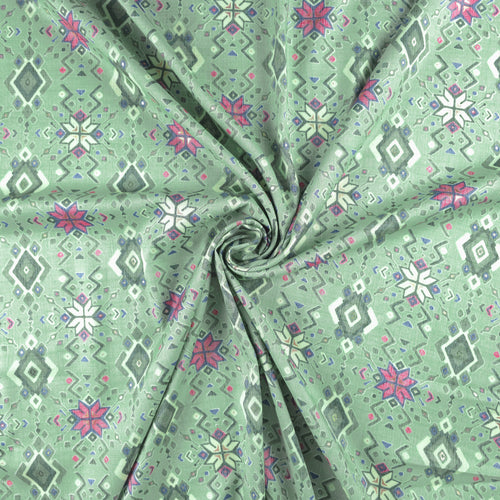 Ethnic Geometric Foil Printed Rayon Fabric