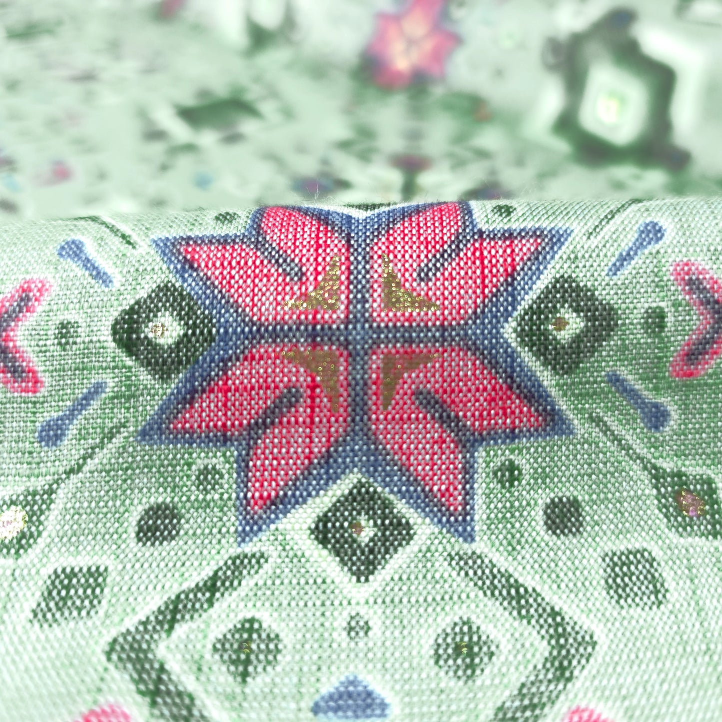 Ethnic Geometric Foil Printed Rayon Fabric