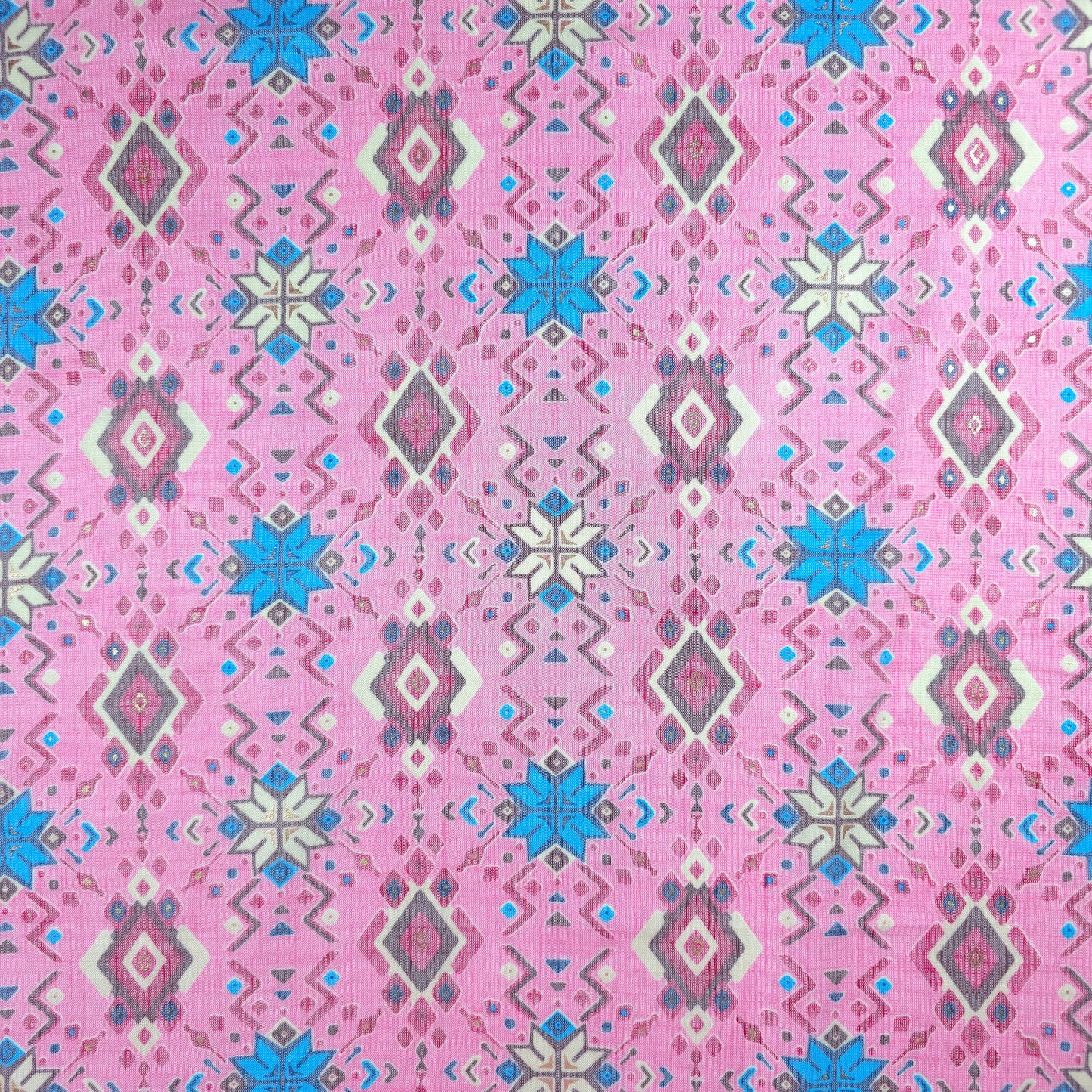 Ethnic Geometric Foil Printed Rayon Fabric