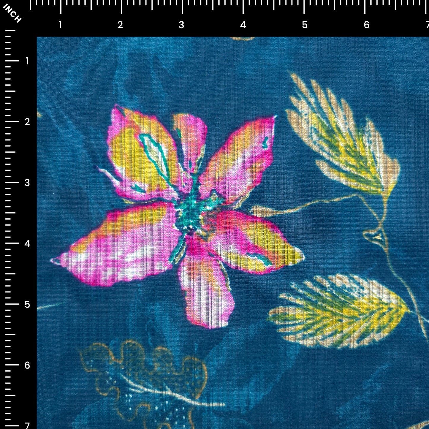 Floral Elegance Foil Printed Berlin Viscose Fabric