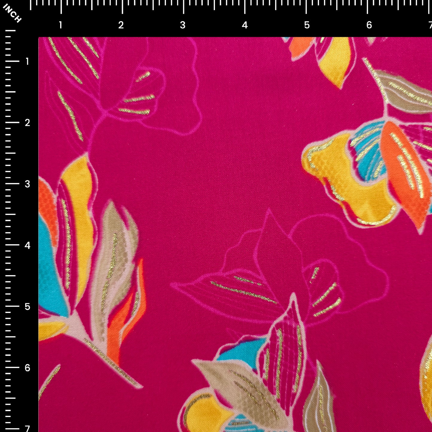Royal Bloom Foil Printed Rayon Fabric