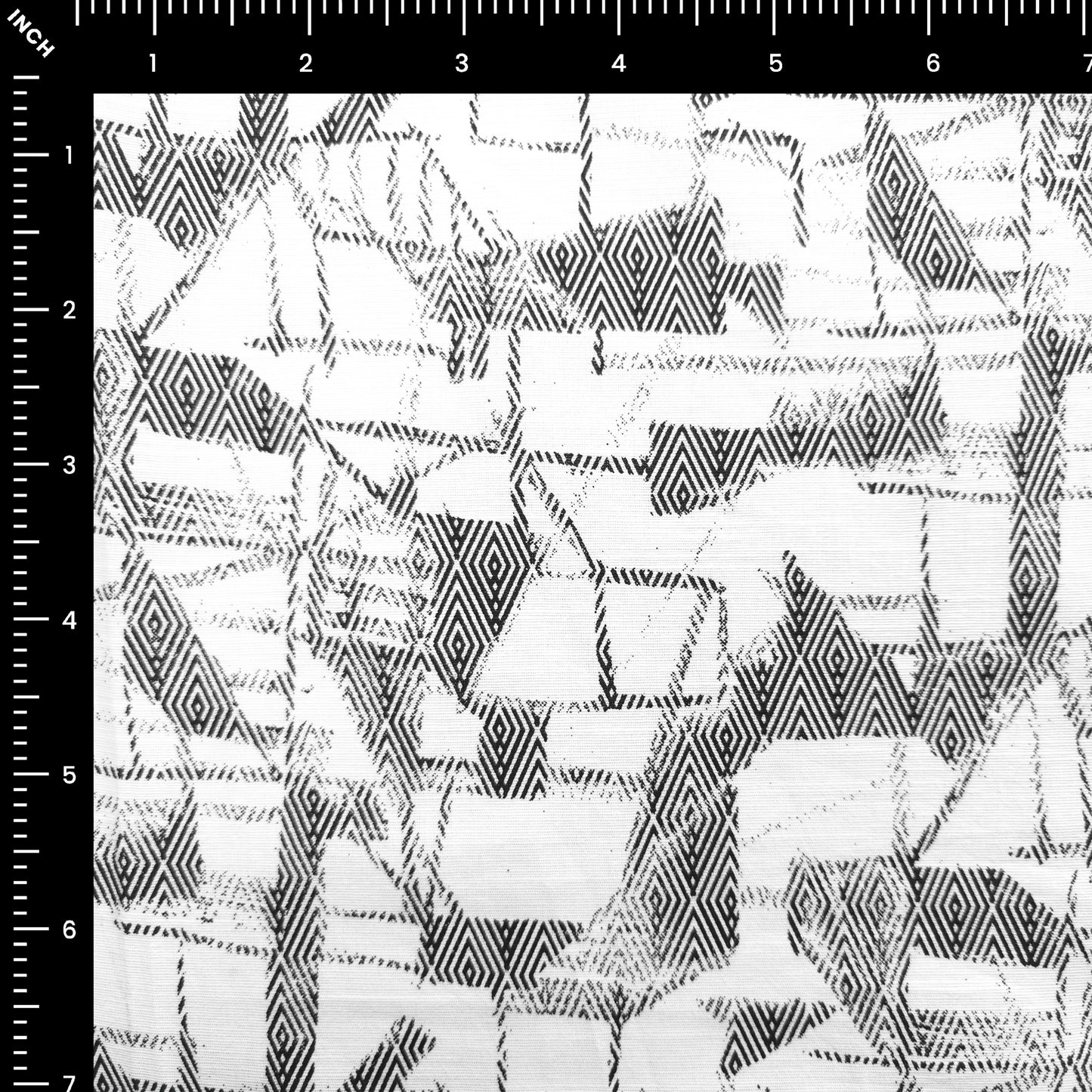 Geometric Mosaic Printed Cotton Slub Fabric