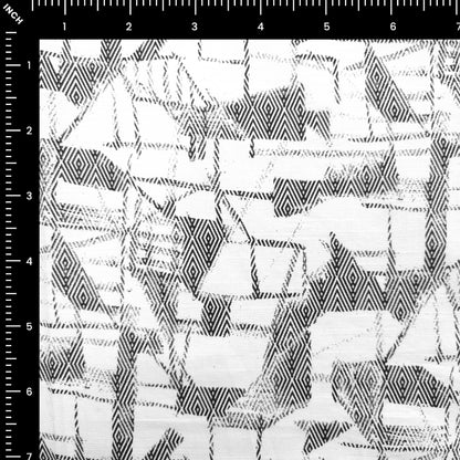 Geometric Mosaic Printed Cotton Slub Fabric