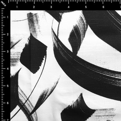 Inkstroke Geometry Printed Cotton Slub Fabric