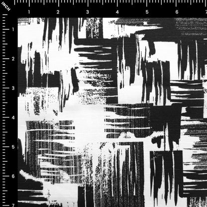 Urban Brush Grid Printed Cotton Slub Fabric