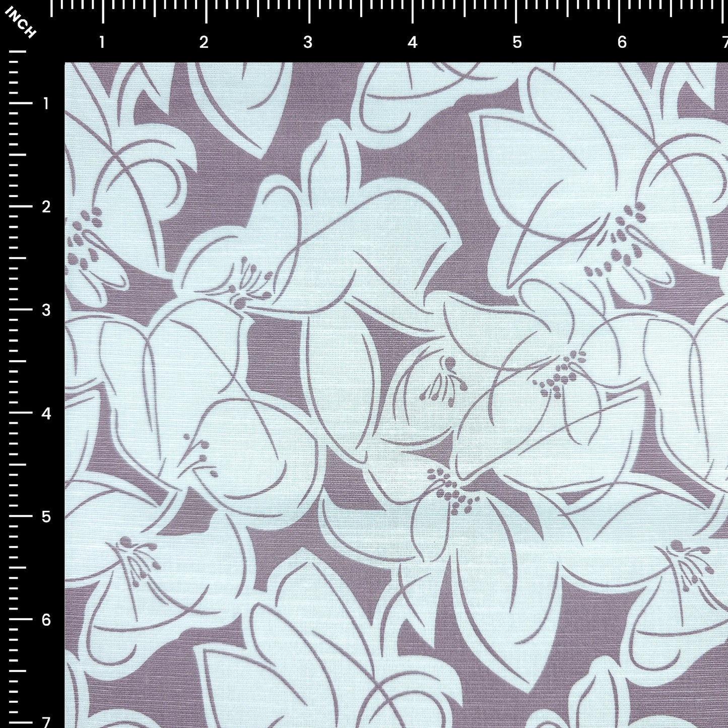 Elegant Lily Blossom Printed Cotton Slub Fabric