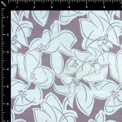 Elegant Lily Blossom Printed Cotton Slub Fabric
