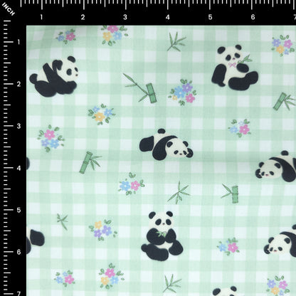 Bamboo Blossom Panda Printed Poplin Fabric