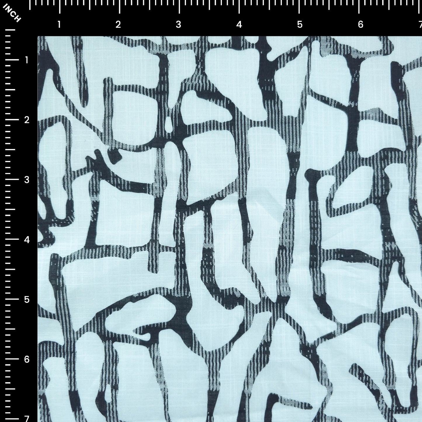 Abstract Stone Mosaic Printed Cotton Slub Fabric