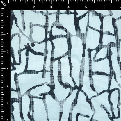 Abstract Stone Mosaic Printed Cotton Slub Fabric