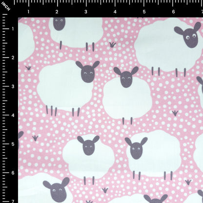 Dreamy Sheep Meadow Printed Poplin Fabric