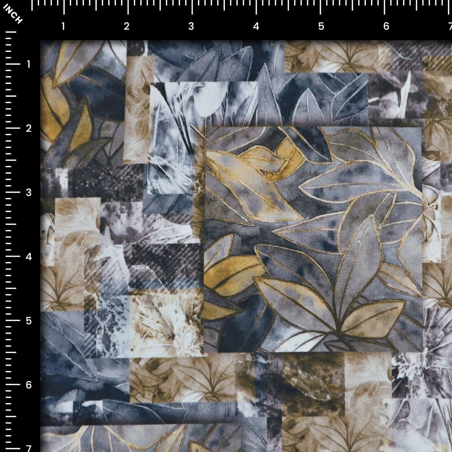 Abstract Botanical Patchwork Satin Cotton - Kapaas