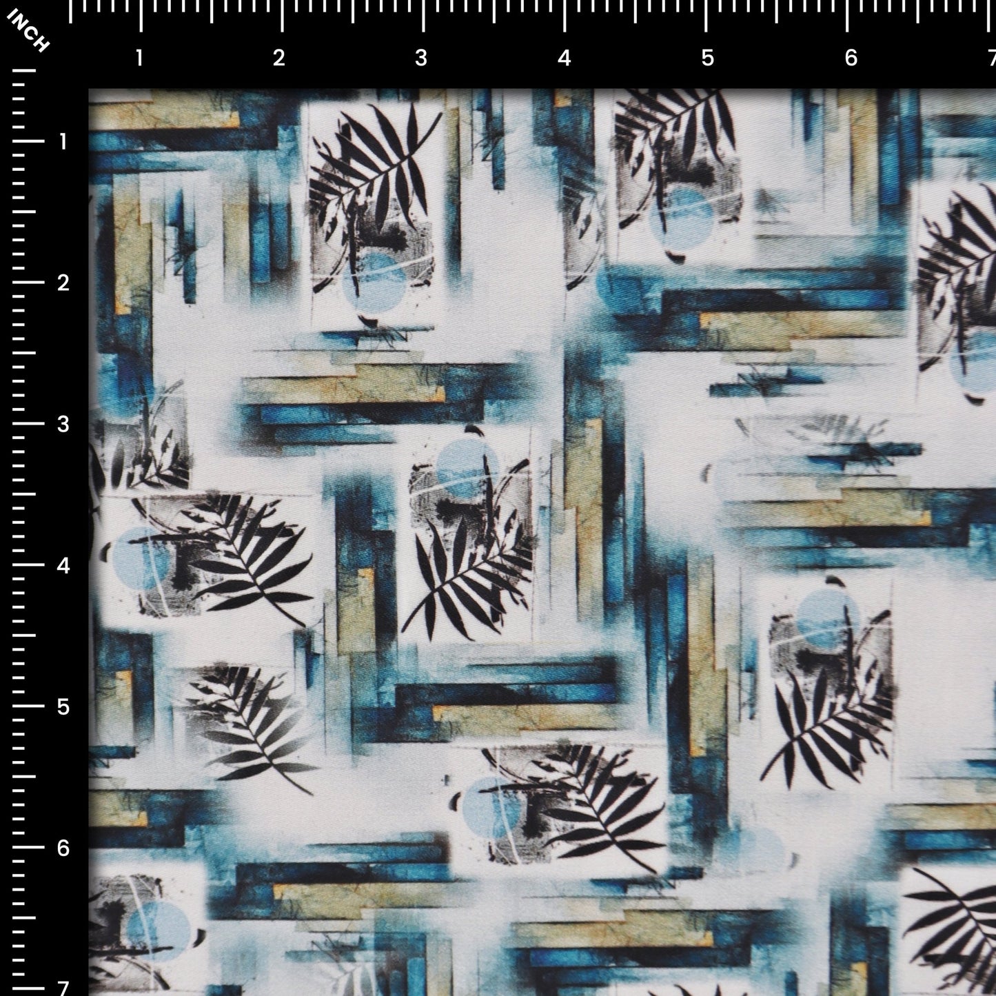 Abstract Botanical Satin Fabric - Kapaas