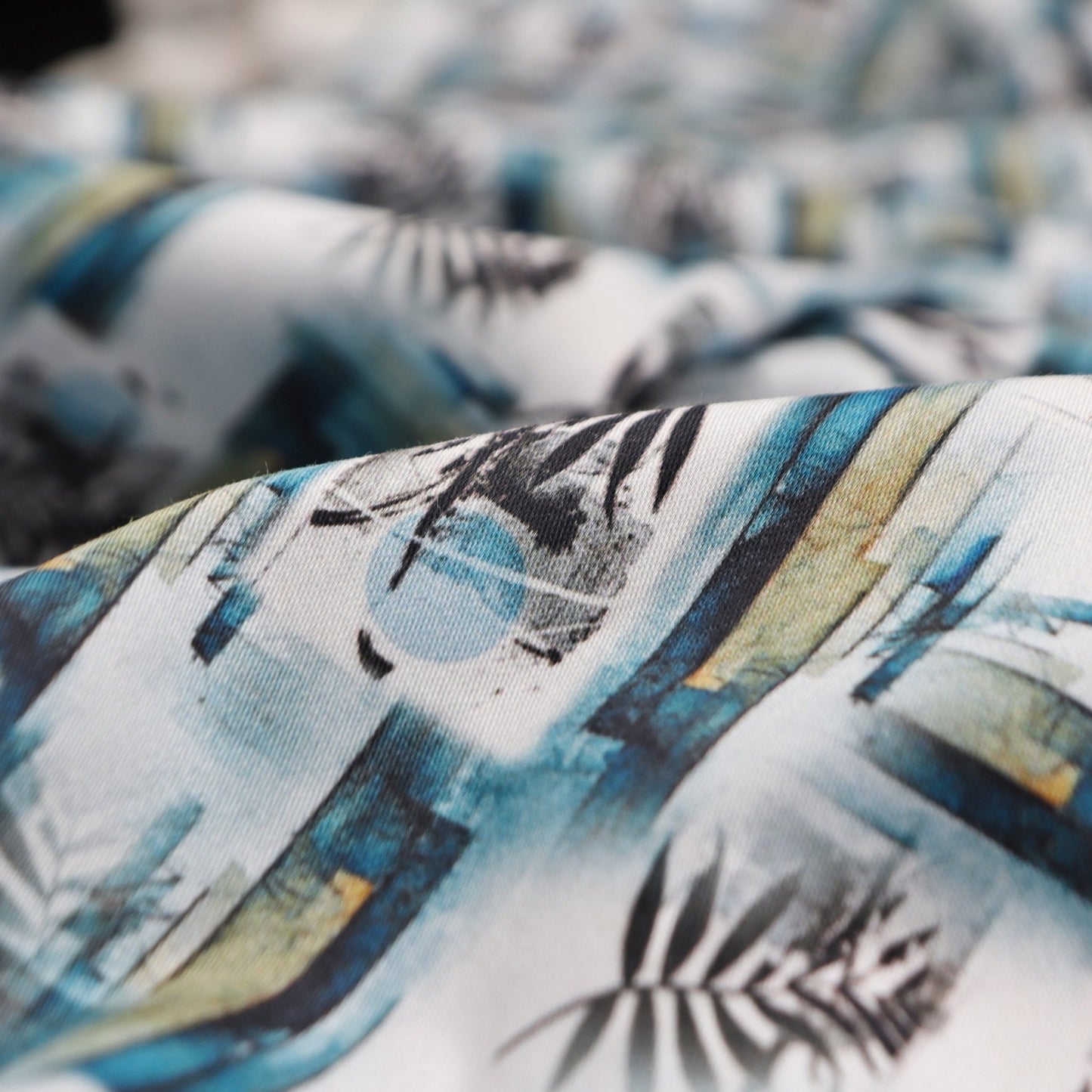 Abstract Botanical Satin Fabric - Kapaas