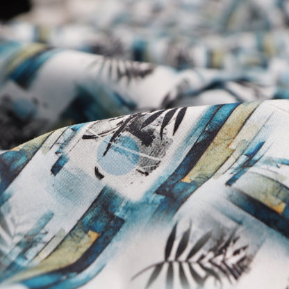 Abstract Botanical Satin Fabric - Kapaas