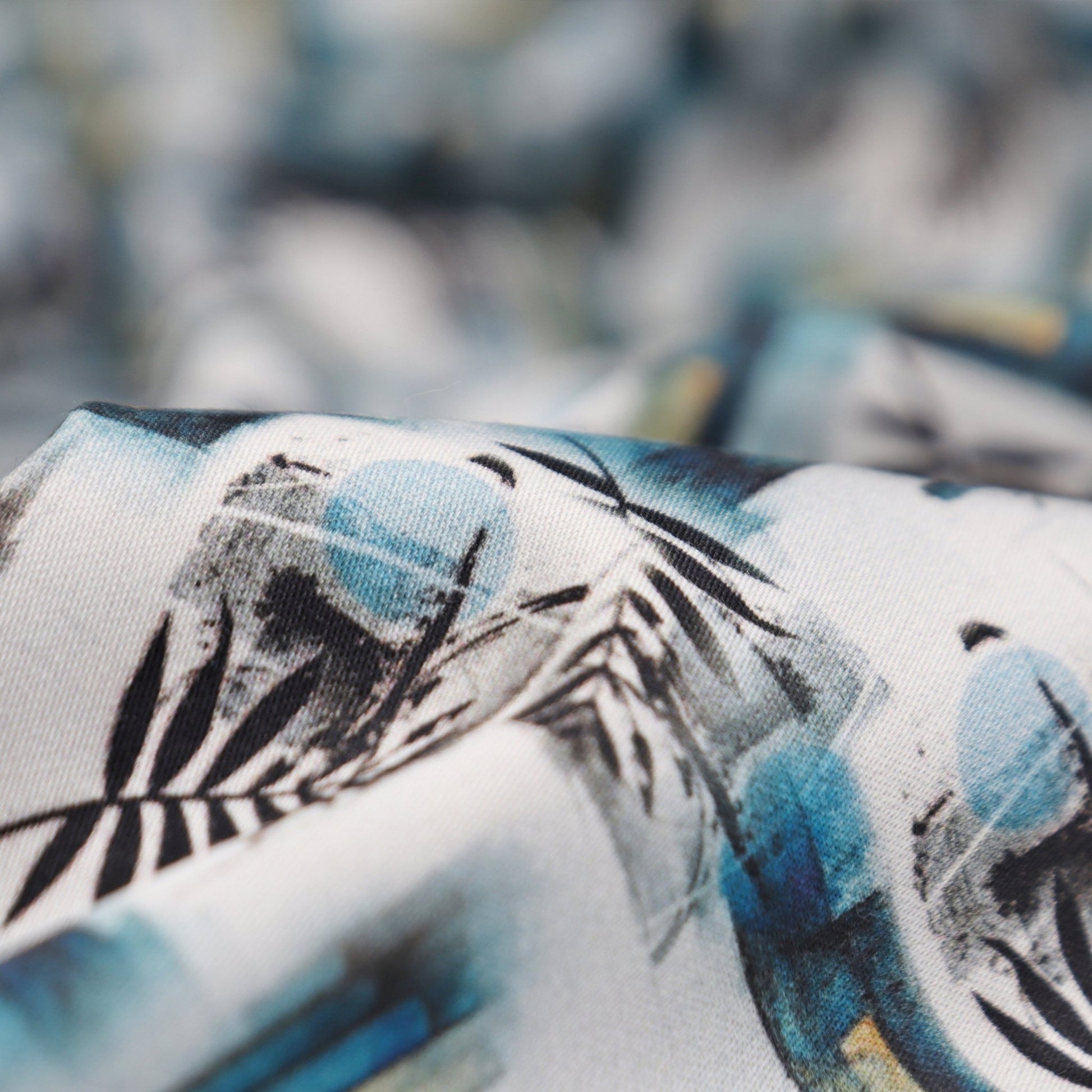 Abstract Botanical Satin Fabric - Kapaas