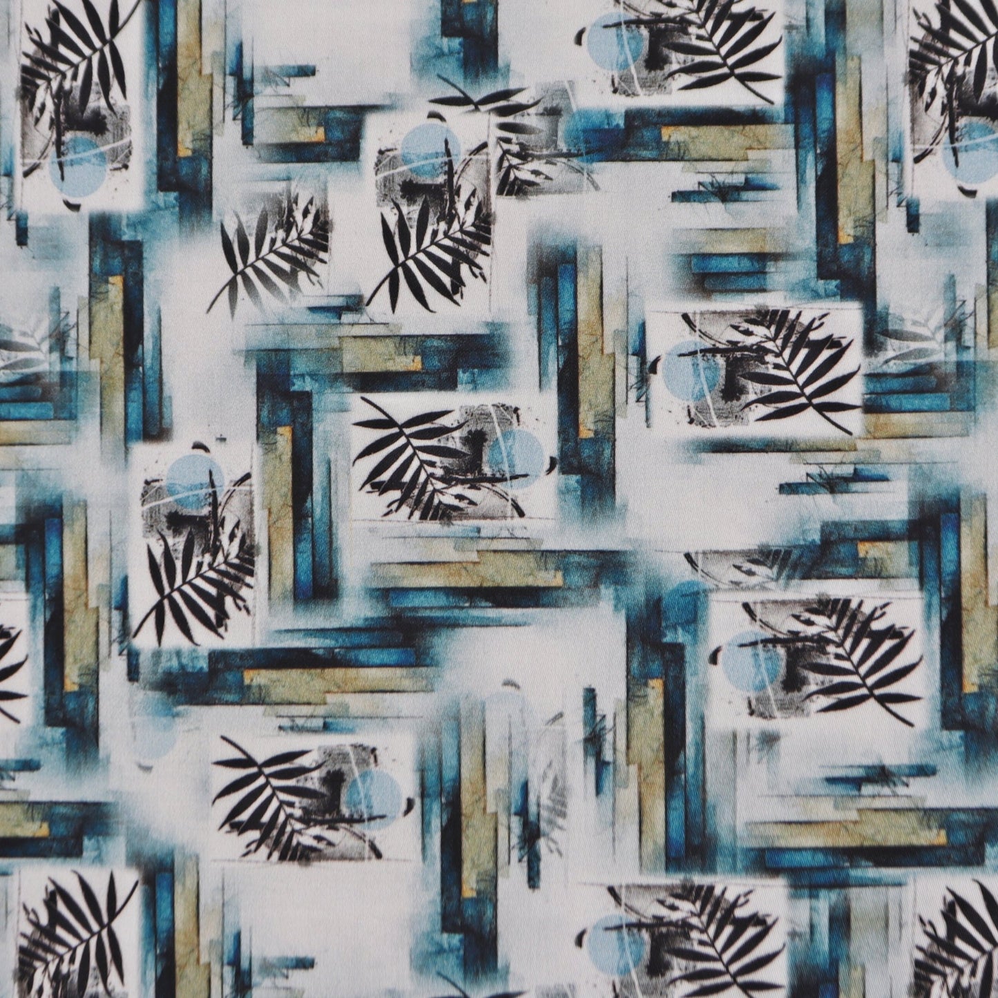 Abstract Botanical Satin Fabric - Kapaas