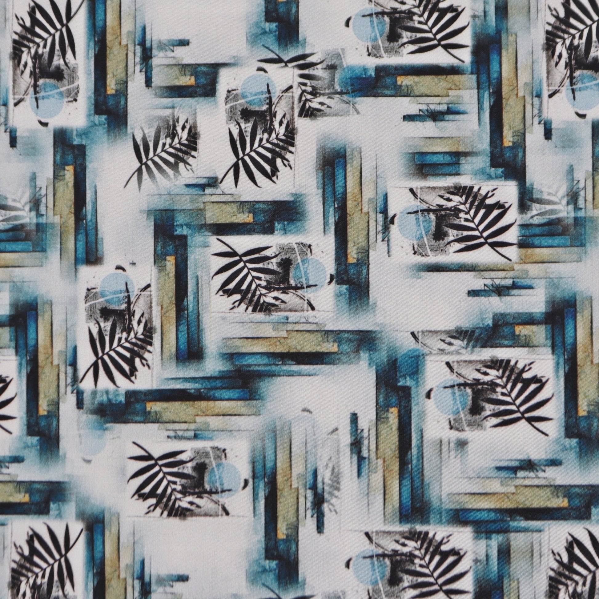 Abstract Botanical Satin Fabric - Kapaas