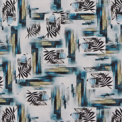 Abstract Botanical Satin Fabric - Kapaas