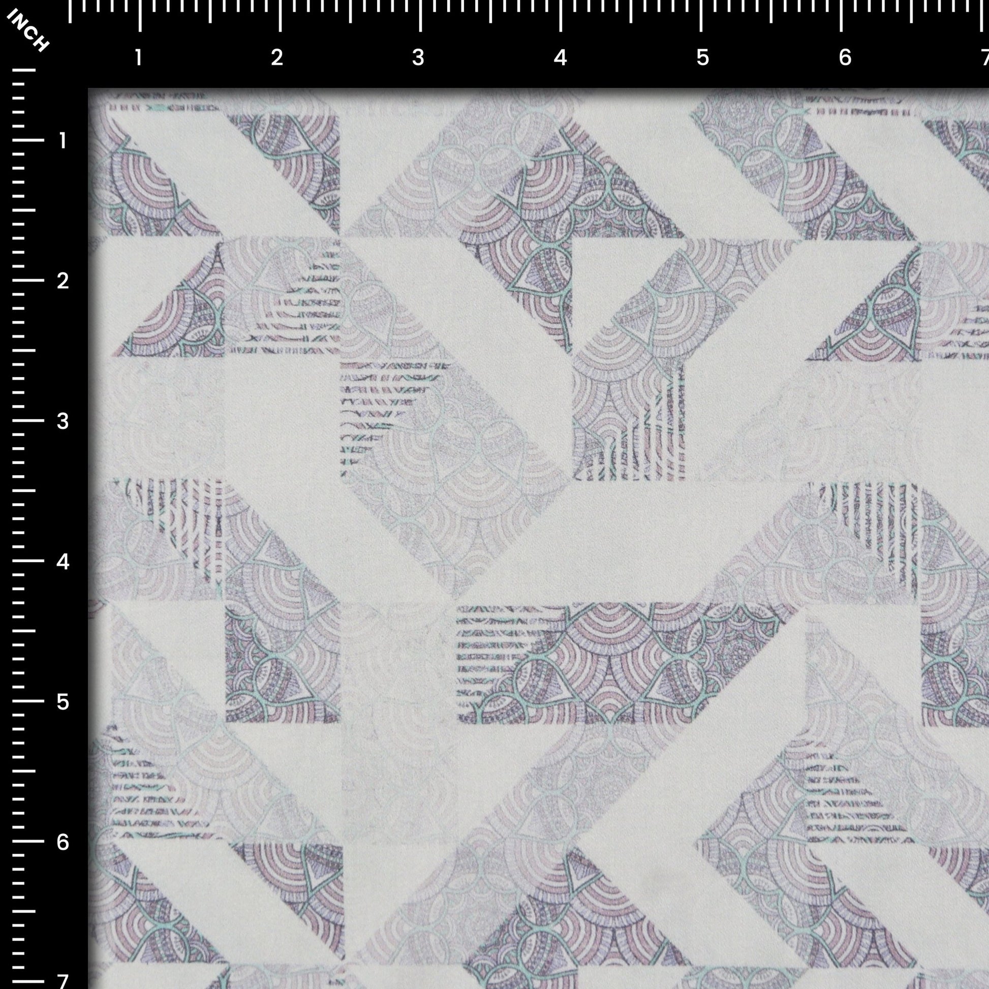Abstract Chevron Mosaic Satin Fabric - Kapaas