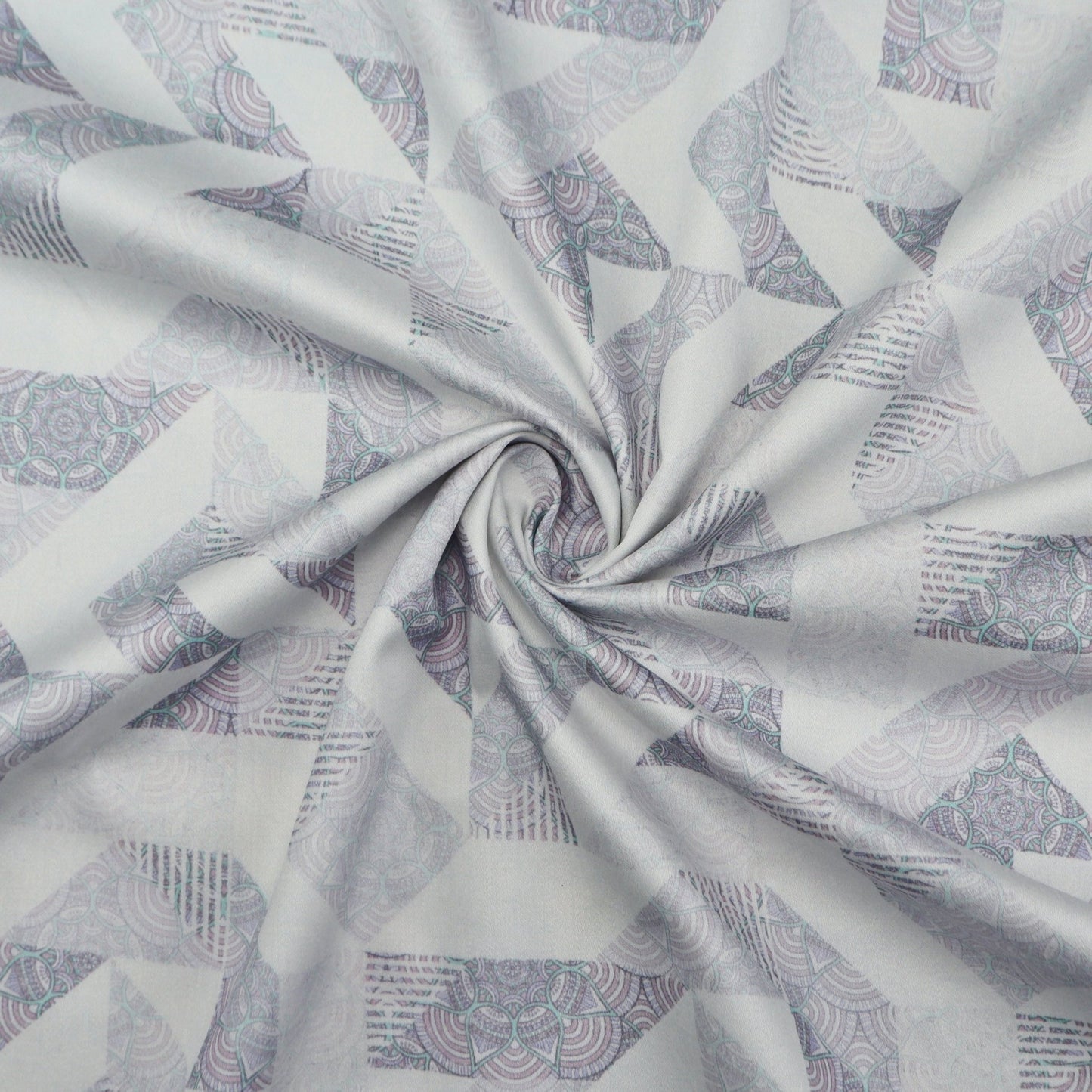 Abstract Chevron Mosaic Satin Fabric - Kapaas