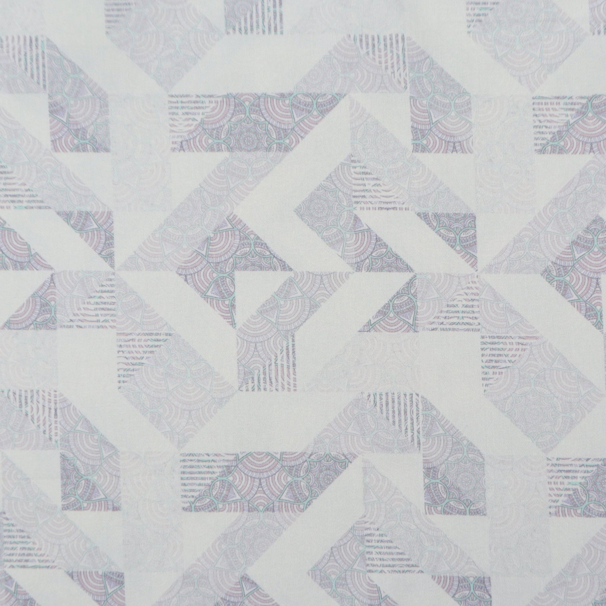 Abstract Chevron Mosaic Satin Fabric - Kapaas