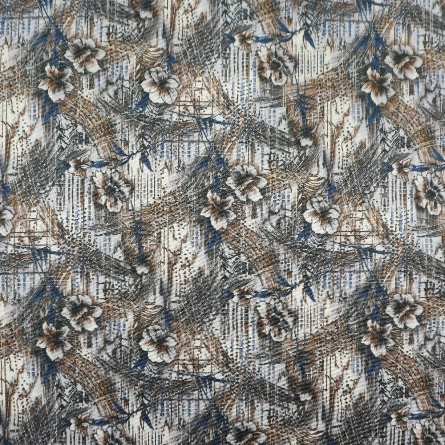 Abstract Floral Brushwork Satin Fabric - Kapaas