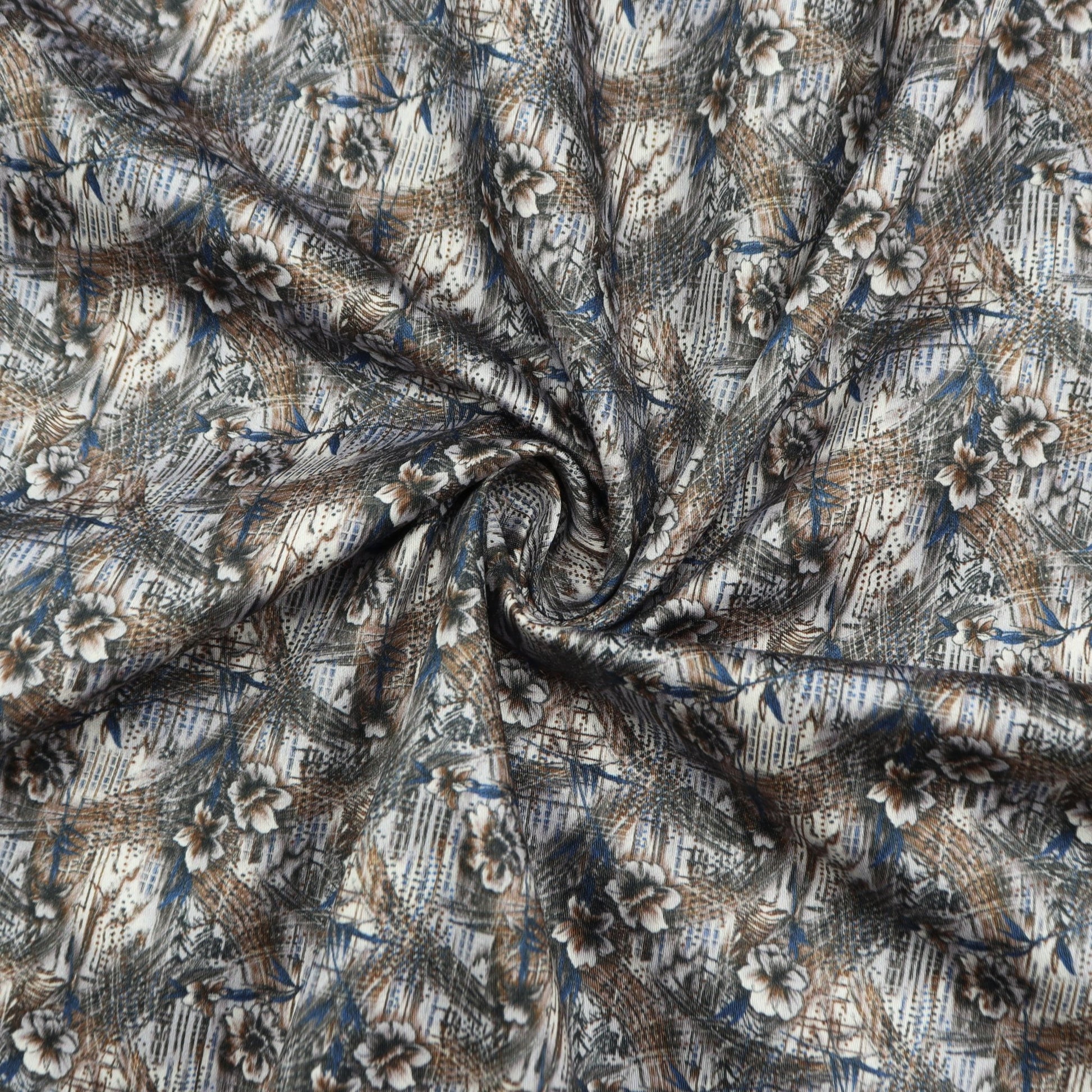 Abstract Floral Brushwork Satin Fabric - Kapaas