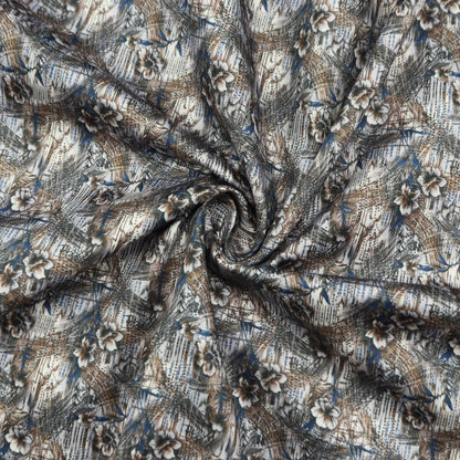 Abstract Floral Brushwork Satin Fabric - Kapaas