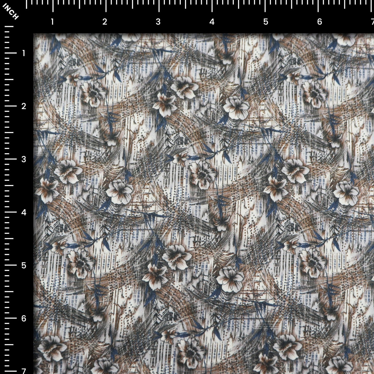 Abstract Floral Brushwork Satin Fabric - Kapaas