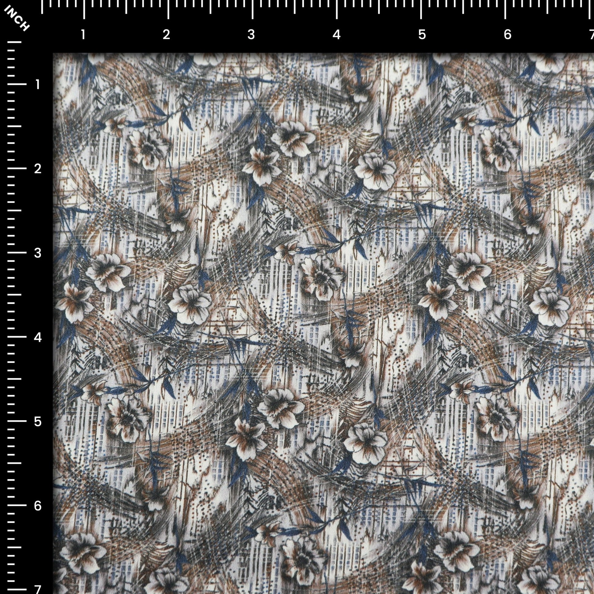 Abstract Floral Brushwork Satin Fabric - Kapaas