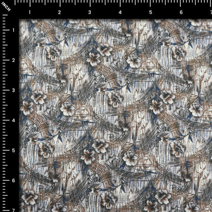Abstract Floral Brushwork Satin Fabric - Kapaas