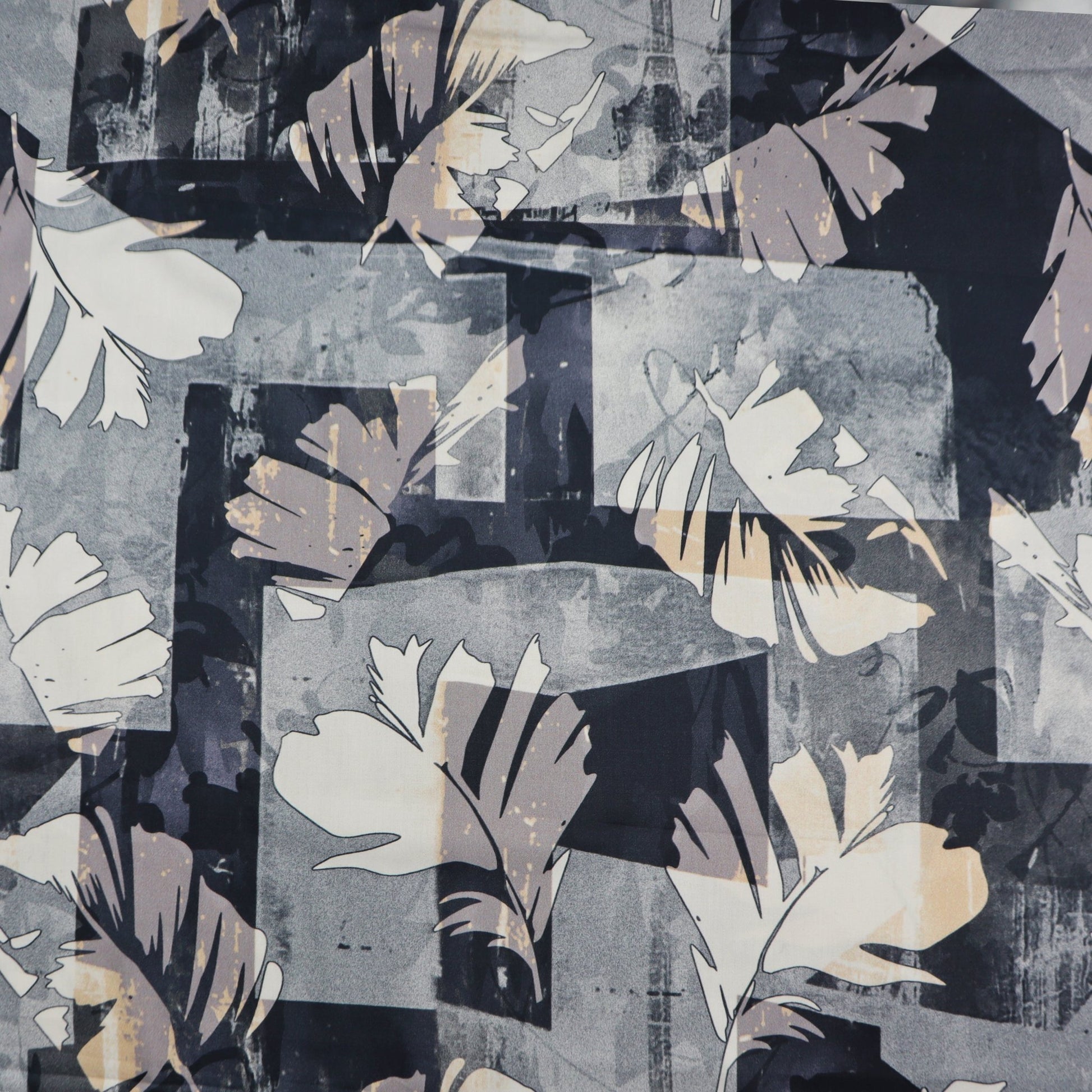 Abstract Hexa Mosaic Satin Fabric - Kapaas