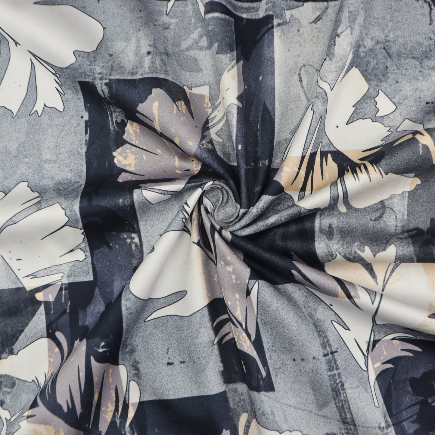 Abstract Hexa Mosaic Satin Fabric - Kapaas