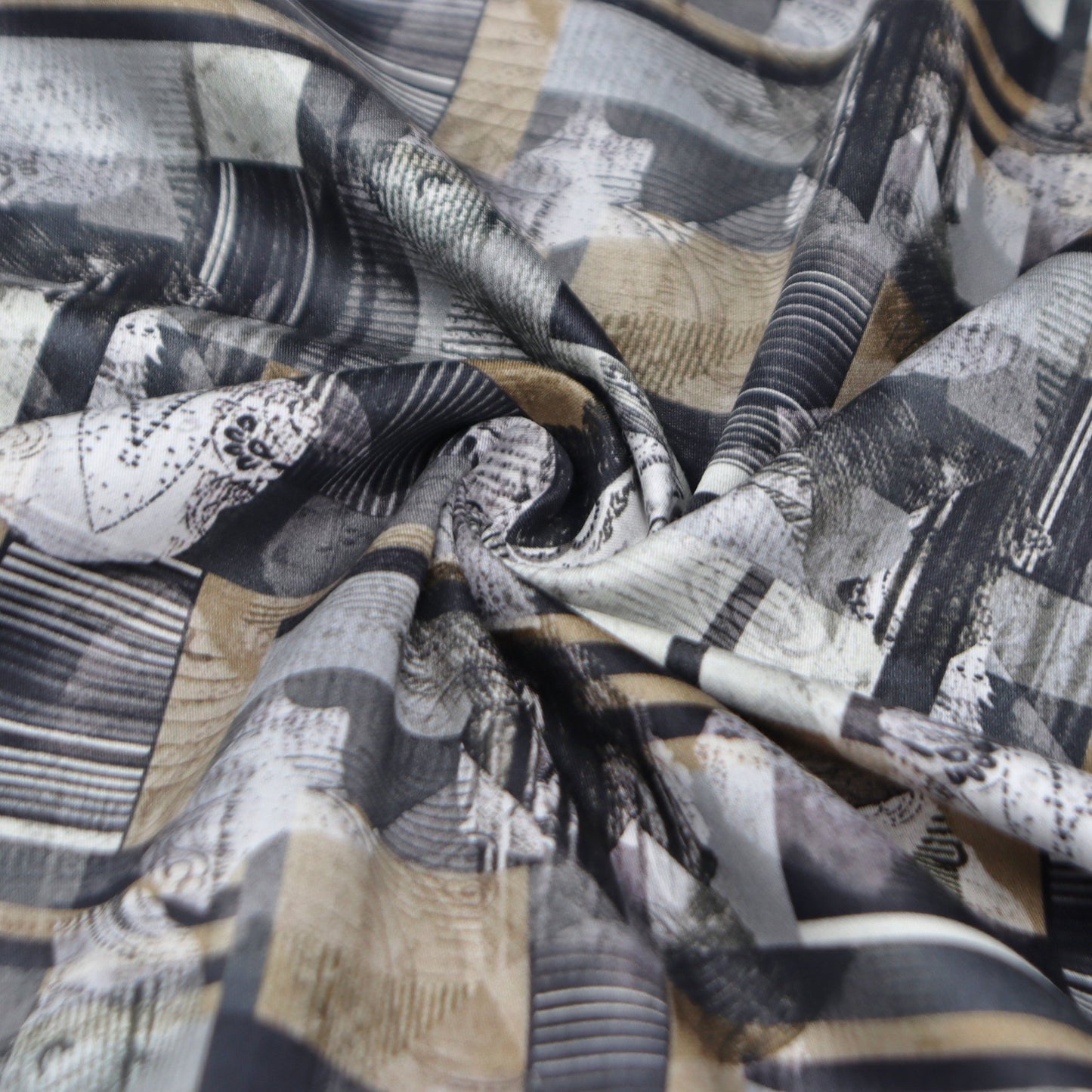 Abstract Textural Satin Fabric - Kapaas