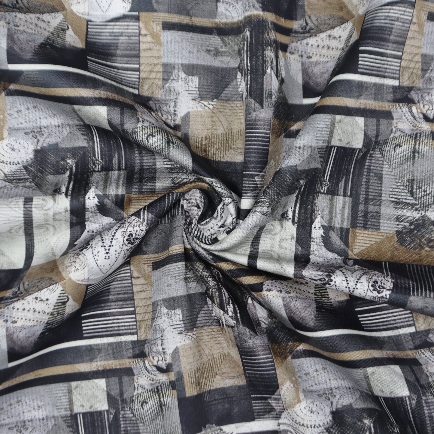 Abstract Textural Satin Fabric - Kapaas