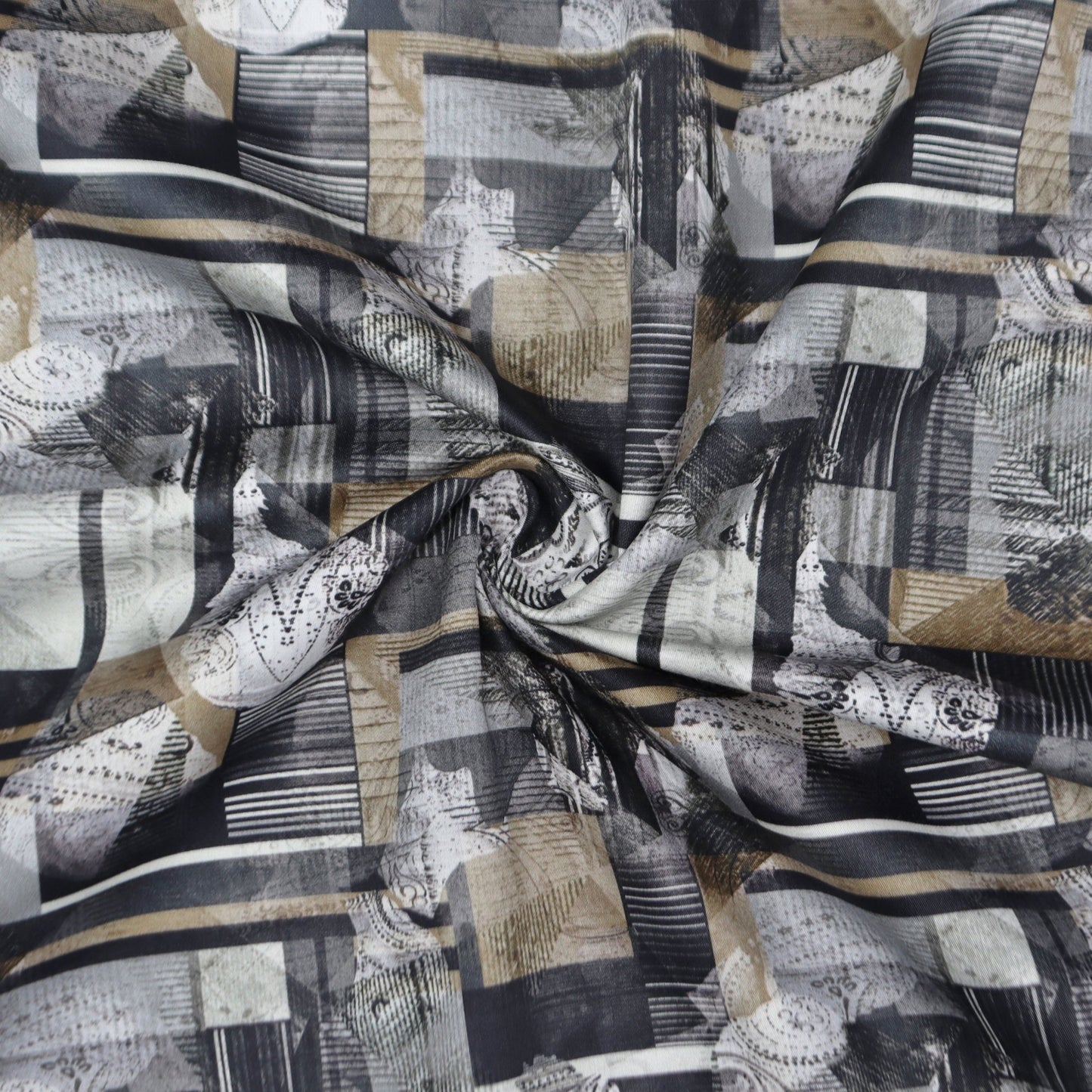 Abstract Textural Satin Fabric - Kapaas