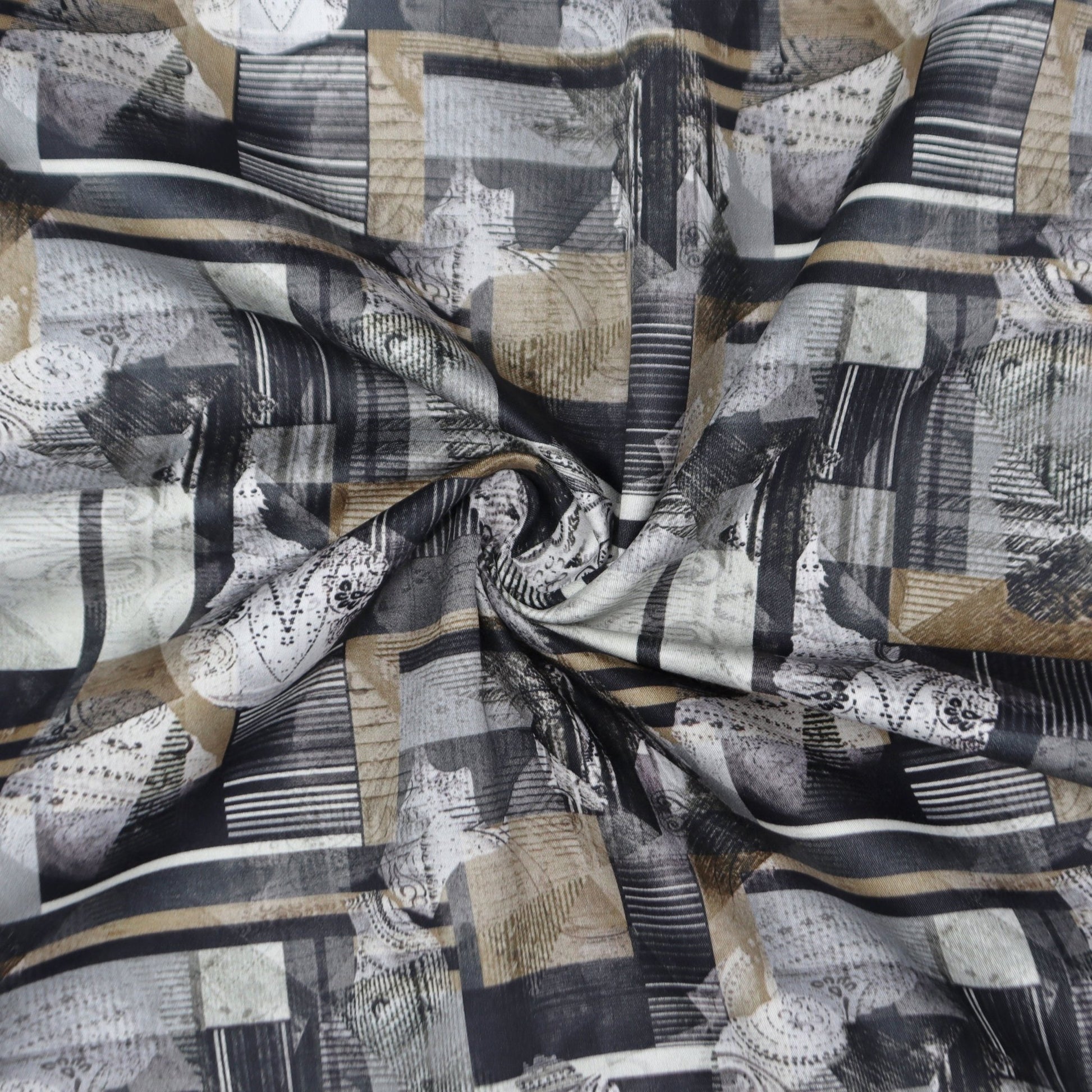 Abstract Textural Satin Fabric - Kapaas