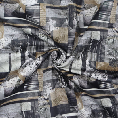 Abstract Textural Satin Fabric - Kapaas