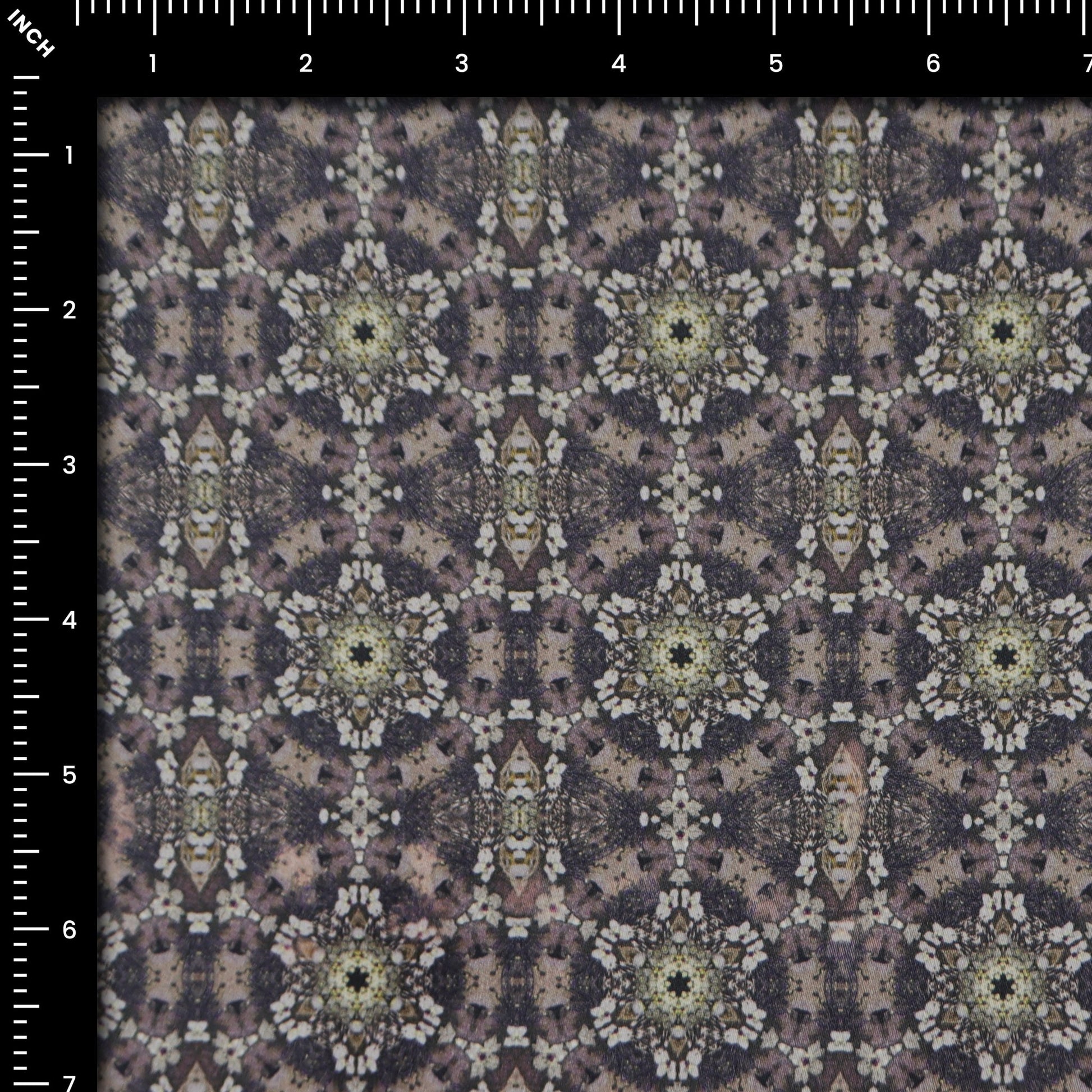 Antique Kaleido Medallion Satin Fabric - Kapaas