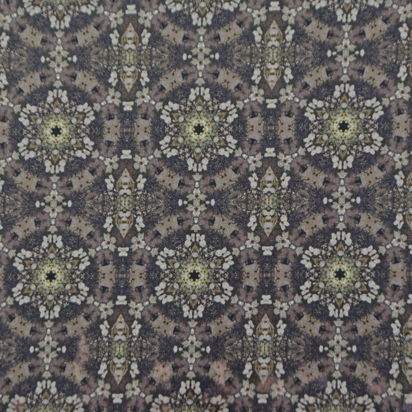 Antique Kaleido Medallion Satin Fabric - Kapaas