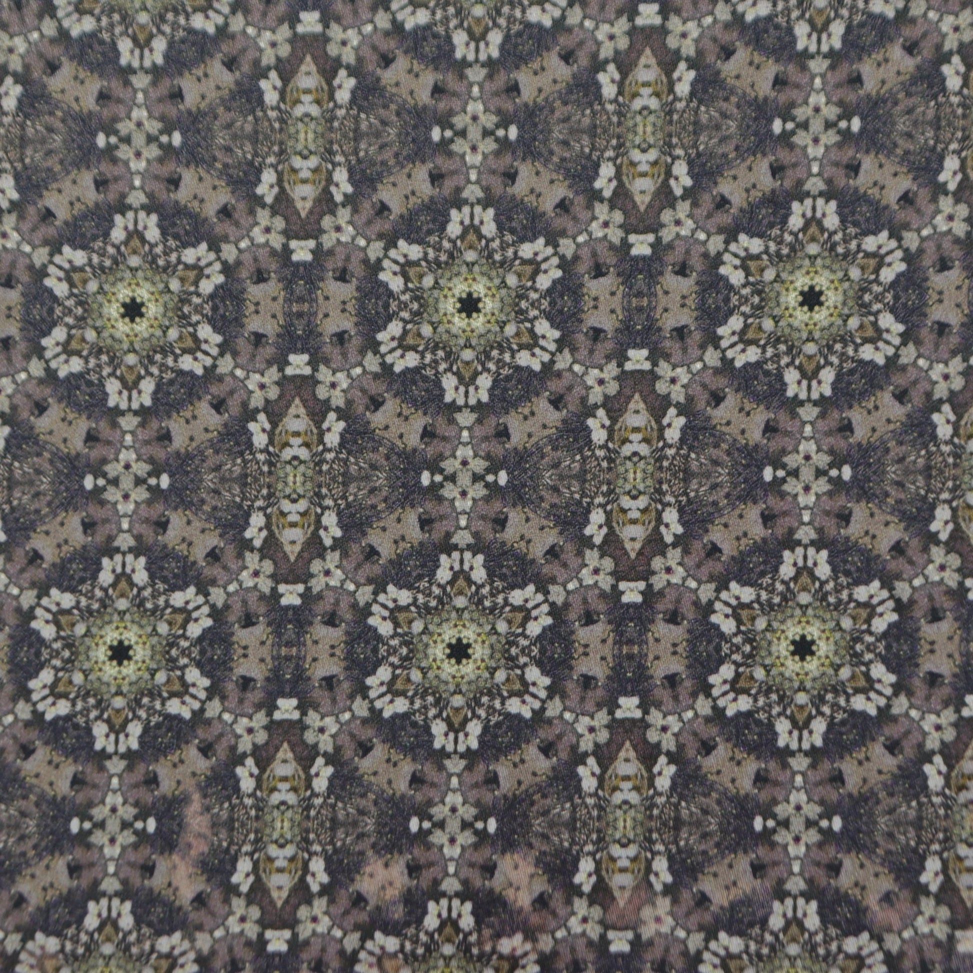 Antique Kaleido Medallion Satin Fabric - Kapaas