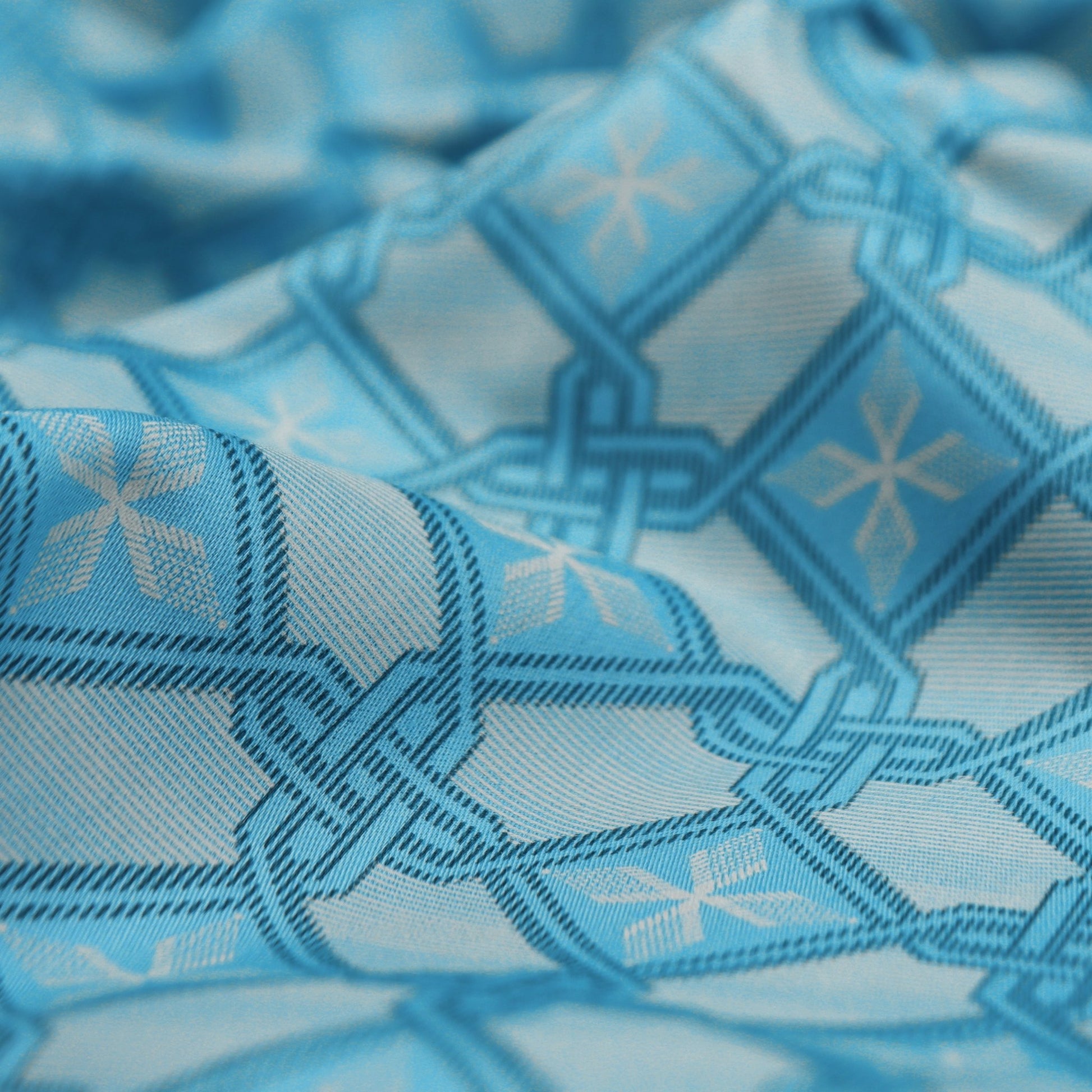 Azure Crest Satin Fabric - Kapaas